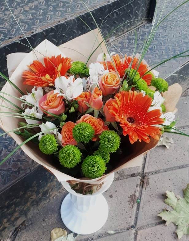 Букет цветов из: Герберы, Хризантемы, Альстромерии и Розы в Филиппенково