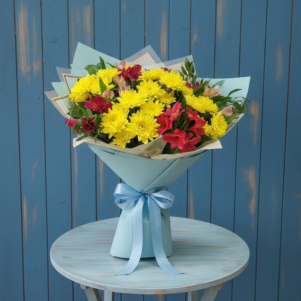 Букет цветов из: Альстромерии и Хризантемы в Филиппенково