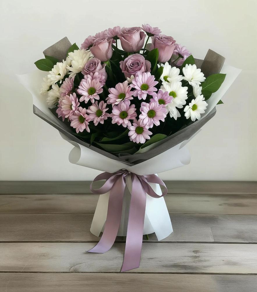 Букет цветов из: Хризантемы и Розы в Филиппенково