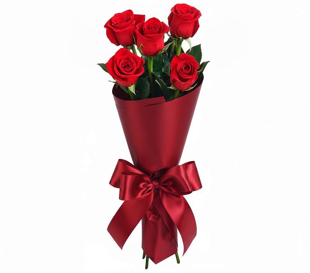 Букет 5 Красных роз Эдлесс Лав в Филиппенково