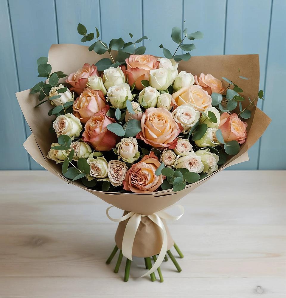 Букет цветов из: Альстромерии и Розы в Филиппенково