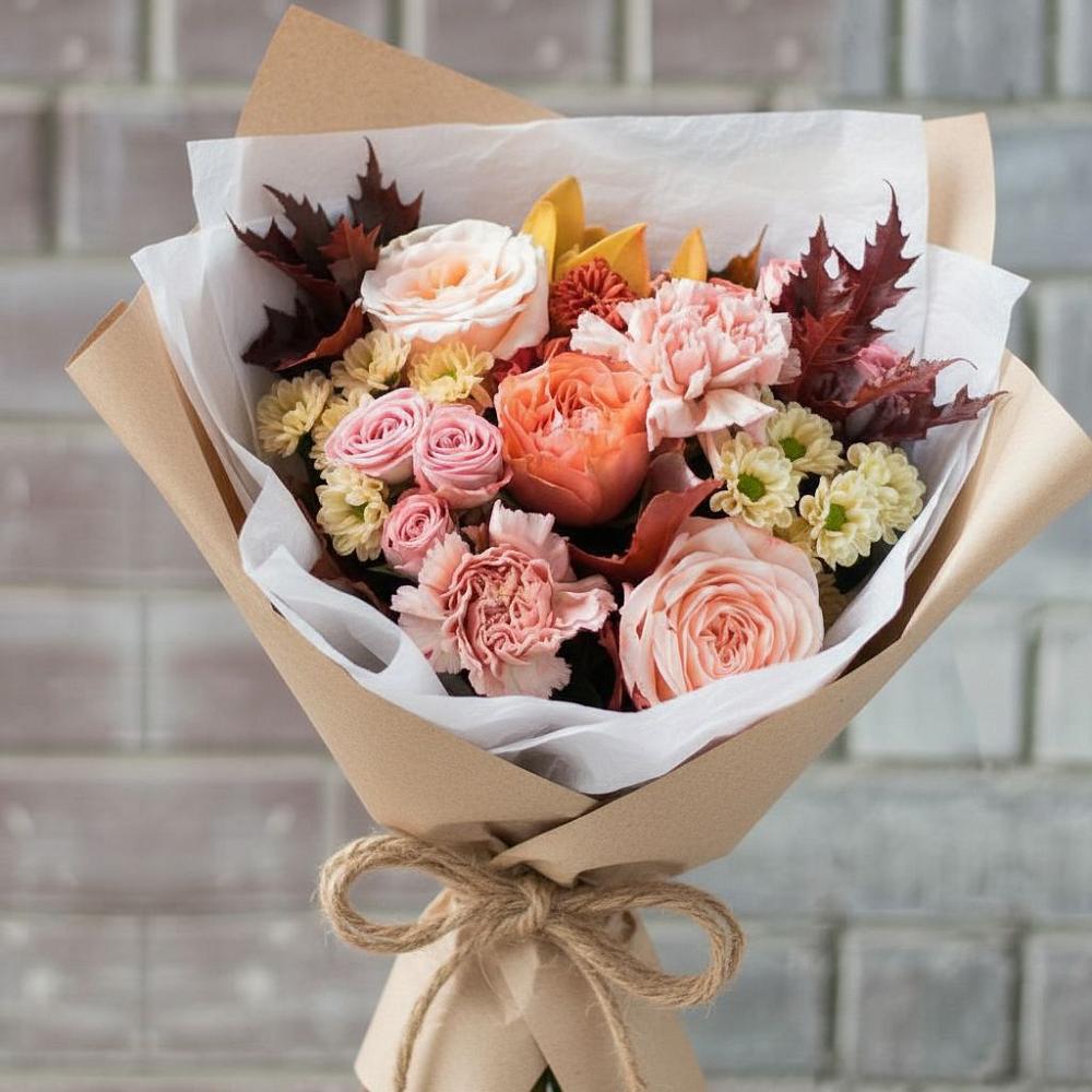 Букет цветов из: Гвоздики, Хризантемы и Розы в Филиппенково