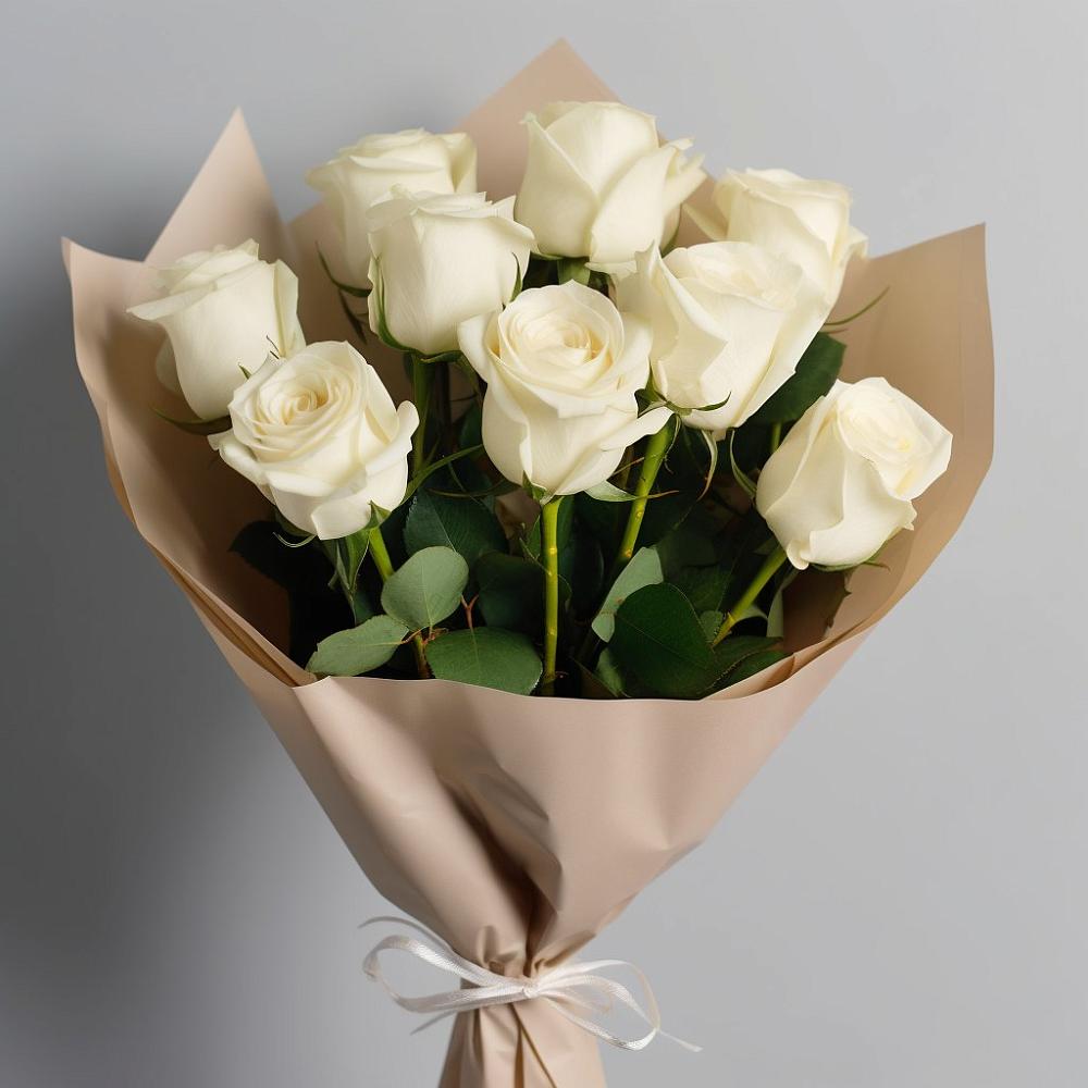 Букет 9 Белых роз Эдлесс Лав в Филиппенково