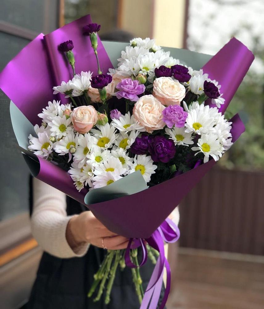 Букет цветов из: Хризантемы, Гвоздики и Розы в Филиппенково