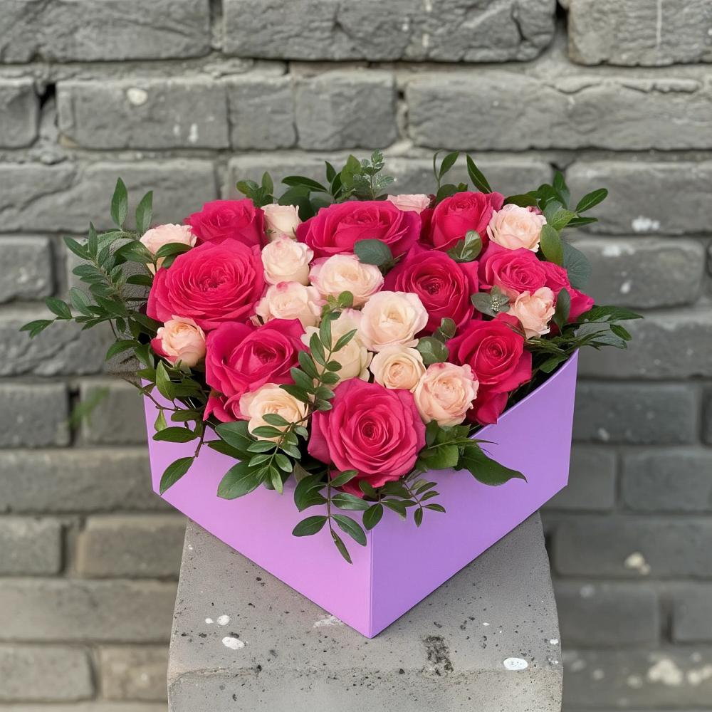 Цветочная композиция из Розы в коробке в Филиппенково