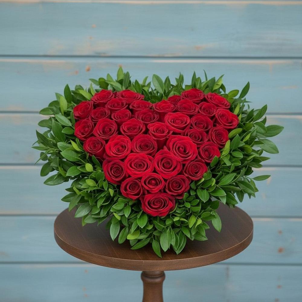 Цветочная композиция из Розы в виде сердца в Филиппенково