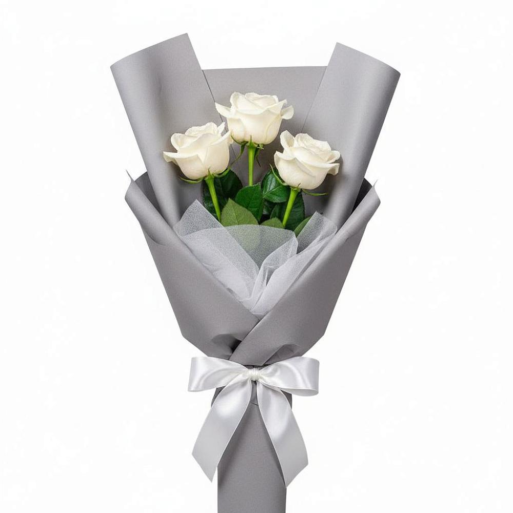 Букет 3 белые розы в Филиппенково