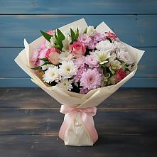 Букет цветов из:  Хризантемы, Альстромерии и Розы в Филиппенково